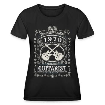 Vintage 1970 Guitariste Cadeau d’anniversaire Hobby - T-shirt sport Femme - noir - Devant - AI Model Female 172 light (172cm)