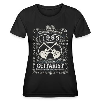Vintage 1983 Guitariste Cadeau d’anniversaire Hobby - T-shirt sport Femme - noir - Devant - AI Model Female 172 light (172cm)
