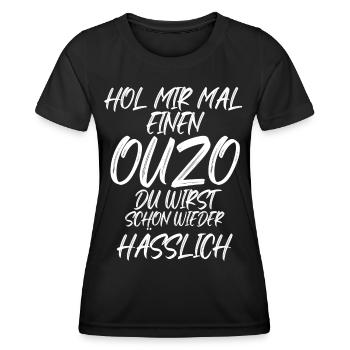 Ouzo disant pour les Grecs Un ouzo par jour - T-shirt sport Femme - noir - Devant - AI Model Female 172 light (172cm)