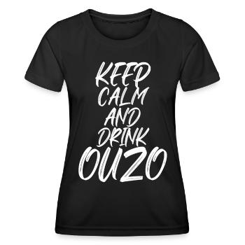 Ouzo Spruch für Griechen One Ouzo a Day - Frauen Funktions-T-Shirt - Schwarz - Vorne - AI Model Female 172 light (172cm)