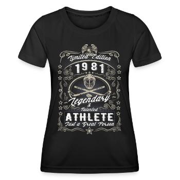 Vintage 1981 Hockey sur glace Cadeau d’anniversaire Hobby - T-shirt sport Femme - noir - Devant - AI Model Female 172 light (172cm)
