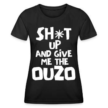 Ouzo Spruch für Griechen One Ouzo a Day Ouzo Party - Frauen Funktions-T-Shirt - Schwarz - Vorne - AI Model Female 172 light (172cm)