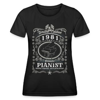 Vintage 1981 Pianiste Cadeau d’anniversaire Hobby - T-shirt sport Femme - noir - Devant - AI Model Female 172 light (172cm)
