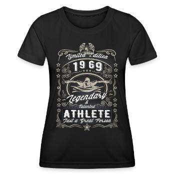 Vintage 1969 Swimmer Birthday Gift Hobby - Women's Functional T-Shirt - black - Front - AI Model Female 172 light (172cm)