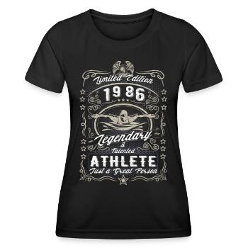 Vintage 1986 Swimmer Birthday Gift Hobby - Women's Functional T-Shirt - black - Front - AI Model Female 172 light (172cm)