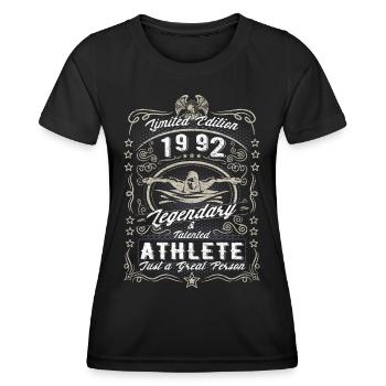 Vintage 1992 Swimmer Birthday Gift Hobby - Women's Functional T-Shirt - black - Front - AI Model Female 172 light (172cm)