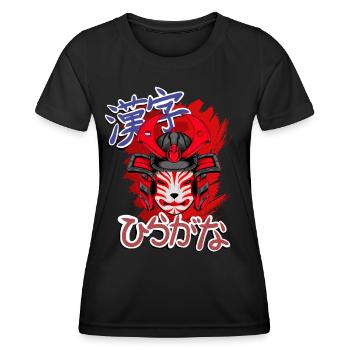 Kitsun Vaporwave Japanische Kami Vaporwave Kitsune - Frauen Funktions-T-Shirt - Schwarz - Vorne - AI Model Female 172 light (172cm)