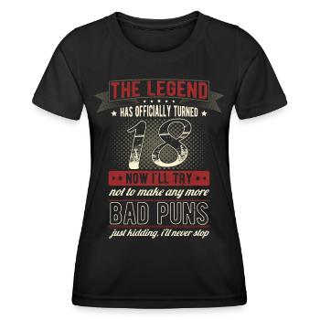 The legend officially 18 years 18th birthday - Women's Functional T-Shirt - black - Front - AI Model Female 172 light (172cm)