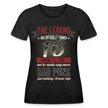Die Legende Offiziell 16 Jahre 16. Geburtstag - Frauen Funktions-T-Shirt - Schwarz - Vorne - AI Model Female 172 light (172cm)