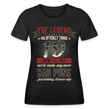 The legend officially 19 years 19th birthday - Women's Functional T-Shirt - black - Front - AI Model Female 172 light (172cm)