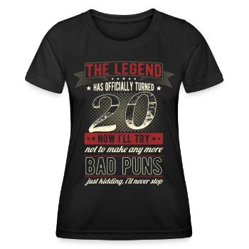 The legend officially 20 years 20th birthday - Women's Functional T-Shirt - black - Front - AI Model Female 172 light (172cm)
