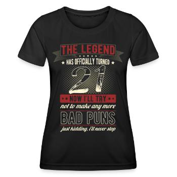 The legend officially 21 years 21st birthday - Women's Functional T-Shirt - black - Front - AI Model Female 172 light (172cm)