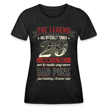 The legend officially 29 years 29th birthday - Women's Functional T-Shirt - black - Front - AI Model Female 172 light (172cm)