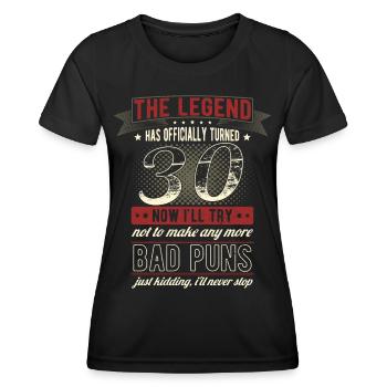 La légende officiellement 30 ans 30e anniversaire - T-shirt sport Femme - noir - Devant - AI Model Female 172 light (172cm)