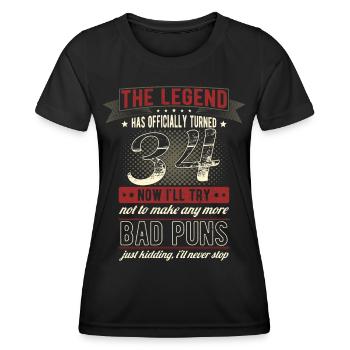 Die Legende Offiziell 34 Jahre 34. Geburtstag - Frauen Funktions-T-Shirt - Schwarz - Vorne - AI Model Female 172 light (172cm)