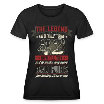 The legend officially 42 years 42nd birthday - Women's Functional T-Shirt - black - Front - AI Model Female 172 light (172cm)