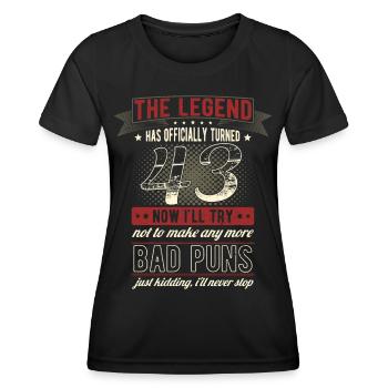 Die Legende Offiziell 43 Jahre 43. Geburtstag - Frauen Funktions-T-Shirt - Schwarz - Vorne - AI Model Female 172 light (172cm)