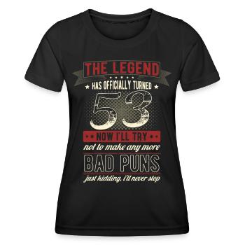 Die Legende Offiziell 53 Jahre 53. Geburtstag - Frauen Funktions-T-Shirt - Schwarz - Vorne - AI Model Female 172 light (172cm)