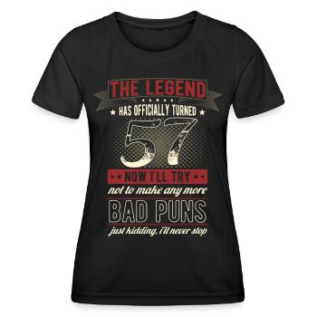 Die Legende Offiziell 57 Jahre 57. Geburtstag - Frauen Funktions-T-Shirt - Schwarz - Vorne - AI Model Female 172 light (172cm)