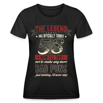 The legend officially 58 years 58th birthday - Women's Functional T-Shirt - black - Front - AI Model Female 172 light (172cm)
