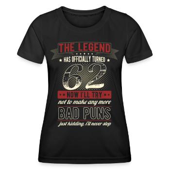 Die Legende Offiziell 62 Jahre 62. Geburtstag - Frauen Funktions-T-Shirt - Schwarz - Vorne - AI Model Female 172 light (172cm)