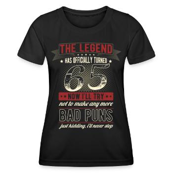 La légende officiellement 65 ans 65e anniversaire - T-shirt sport Femme - noir - Devant - AI Model Female 172 light (172cm)