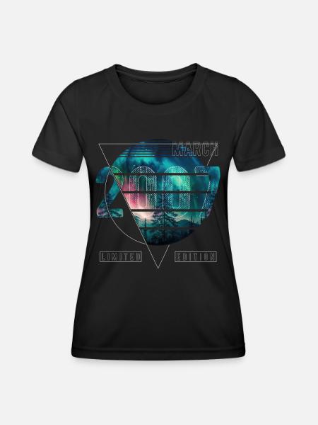 Limited Edition 2007 März Geburtstag Polarlicht - Frauen Funktions-T-Shirt - Schwarz