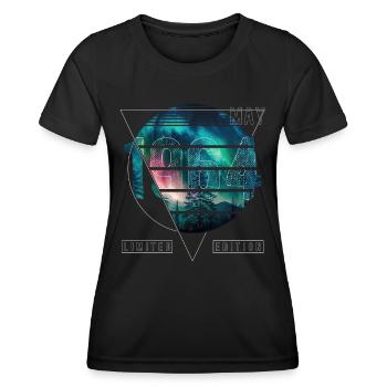 Édition limitée 1964 Mai Anniversaire Northern Lights - T-shirt sport Femme - noir - Devant - AI Model Female 172 light (172cm)