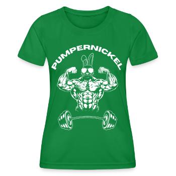 Pumpernickel Hase Powerlifting Gewichtheben - Frauen Funktions-T-Shirt - Kelly Green - Vorne - AI Model Female 172 dark (172cm)