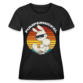 Pumpernickel Hase Powerlifting Gewichtheben - Frauen Funktions-T-Shirt - Schwarz - Vorne - AI Model Female 172 light (172cm)