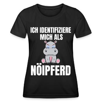 Gelangweiltes Nilpferd / Nölpferd / Keinen Bock - Frauen Funktions-T-Shirt - Schwarz - Vorne - AI Model Female 172 light (172cm)