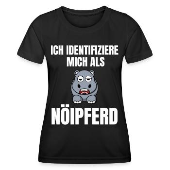 Gelangweiltes Nilpferd / Nölpferd / Keinen Bock - Frauen Funktions-T-Shirt - Schwarz - Vorne - AI Model Female 172 light (172cm)