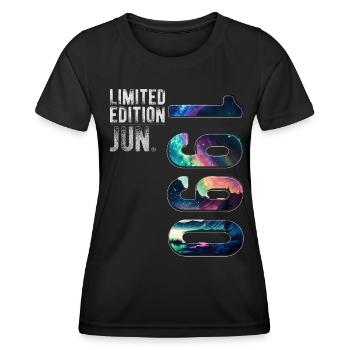 Limited Edition 1990 Juni Geburtstag Nordlichter - Frauen Funktions-T-Shirt - Schwarz - Vorne - AI Model Female 172 light (172cm)
