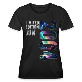 Édition Limitée 2004 Juin Anniversaire Aurores Boréales - T-shirt sport Femme - noir - Devant - AI Model Female 172 light (172cm)