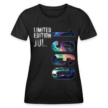 Édition limitée 1970 Juillet Anniversaire Aurores boréales - T-shirt sport Femme - noir - Devant - AI Model Female 172 light (172cm)