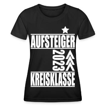 Aufsteiger Kreisklasse 2023 Aufstiegstrikot - Frauen Funktions-T-Shirt - Schwarz - Vorne - AI Model Female 172 light (172cm)
