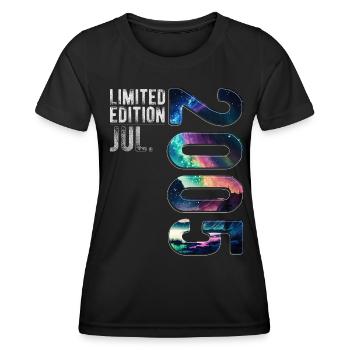 Edition Limitée 2005 Juillet Anniversaire Aurores Boréales - T-shirt sport Femme - noir - Devant - AI Model Female 172 light (172cm)