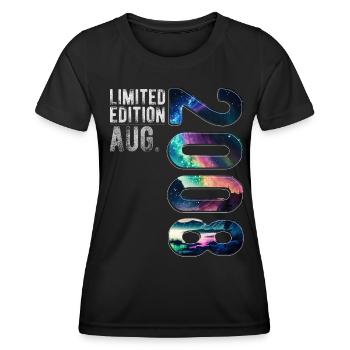 Limited Edition 2008 August Geburtstag Nordlichter - Frauen Funktions-T-Shirt - Schwarz - Vorne - AI Model Female 172 light (172cm)