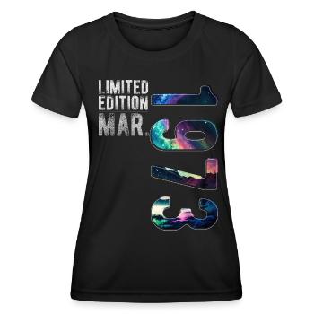 Édition limitée 1973 Mars Anniversaire Northern Lights - T-shirt sport Femme - noir - Devant - AI Model Female 172 light (172cm)
