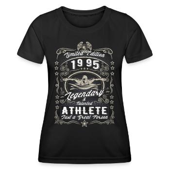 Vintage 1995 Swimmer Birthday Gift Hobby - Women's Functional T-Shirt - black - Front - AI Model Female 172 light (172cm)