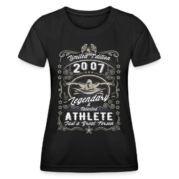 Vintage 2007 Swimmer Geburtstag Geschenk Hobby - Frauen Funktions-T-Shirt - Schwarz - Vorne - AI Model Female 172 light (172cm)