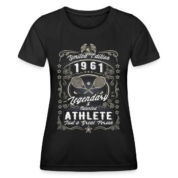 Vintage 1961 Tennis Birthday Gift Hobby - Women's Functional T-Shirt - black - Front - AI Model Female 172 light (172cm)