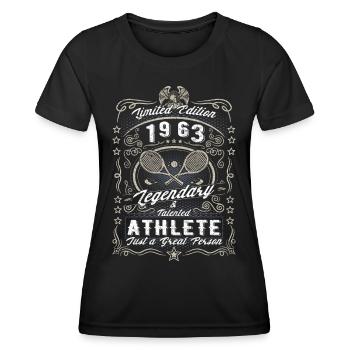 Vintage 1963 Tennis Birthday Gift Hobby - Women's Functional T-Shirt - black - Front - AI Model Female 172 light (172cm)