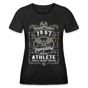 Vintage 1967 Tennis Birthday Gift Hobby - Women's Functional T-Shirt - black - Front - AI Model Female 172 light (172cm)