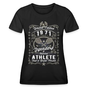 Vintage 1971 Tennis Birthday Gift Hobby - Women's Functional T-Shirt - black - Front - AI Model Female 172 light (172cm)