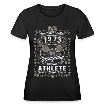 Vintage 1973 Tennis Birthday Gift Hobby - Women's Functional T-Shirt - black - Front - AI Model Female 172 light (172cm)