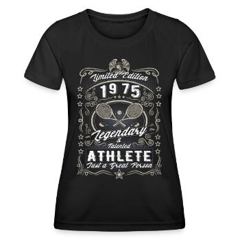 Vintage 1975 Tennis Anniversaire Cadeau Hobby - T-shirt sport Femme - noir - Devant - AI Model Female 172 light (172cm)