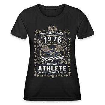 Vintage 1976 Tennis Birthday Gift Hobby - Women's Functional T-Shirt - black - Front - AI Model Female 172 light (172cm)
