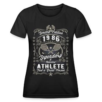 Vintage 1986 Tennis Birthday Gift Hobby - Women's Functional T-Shirt - black - Front - AI Model Female 172 light (172cm)
