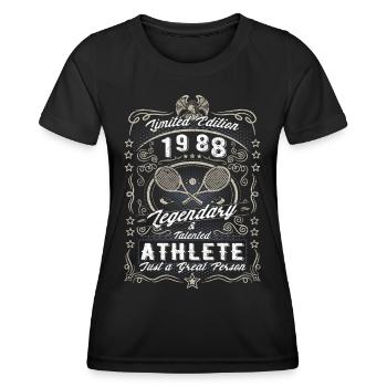 Vintage 1988 Tennis Anniversaire Cadeau Hobby - T-shirt sport Femme - noir - Devant - AI Model Female 172 light (172cm)